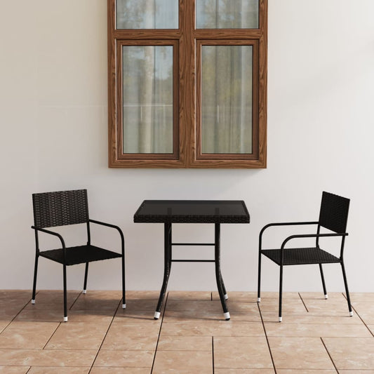 Set Da Pranzo Da Giardino 3 Pz In Polyrattan Nero