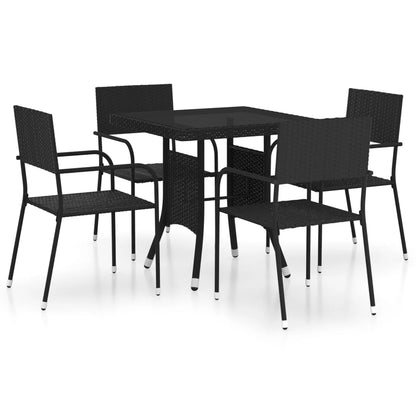 Set Da Pranzo Da Giardino 5 Pz In Polyrattan Nero