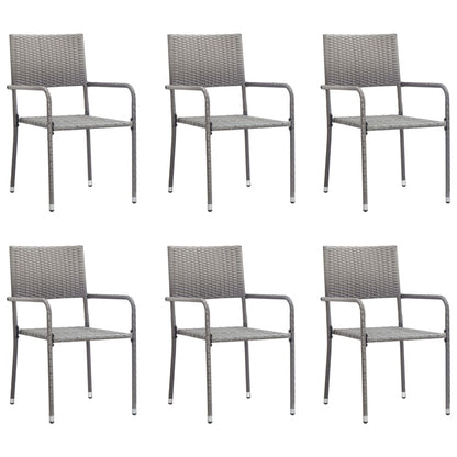 Set Mobili Da Pranzo Giardino 7 Pz Polyrattan Antracite Grigio