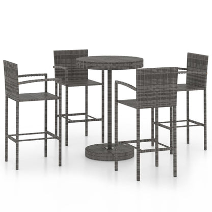 Set Da Bar Da Giardino 5 Pz In Polyrattan Grigio