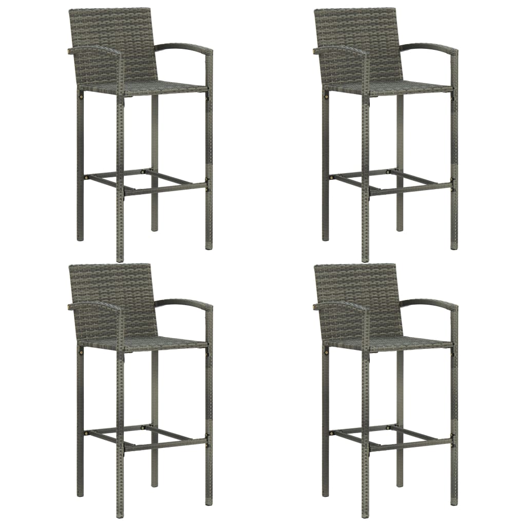 Set Da Bar Da Giardino 5 Pz In Polyrattan Grigio