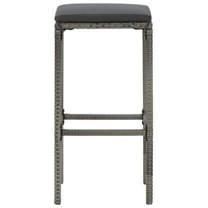 Set Bar Da Giardino 3 Pz Con Cuscini In Polyrattan Grigio