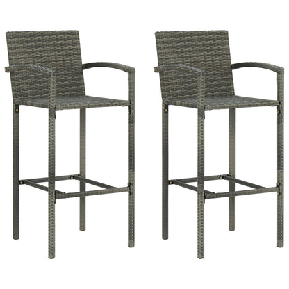 Set Bar Da Giardino 3 Pz Con Braccioli In Polyrattan Grigio