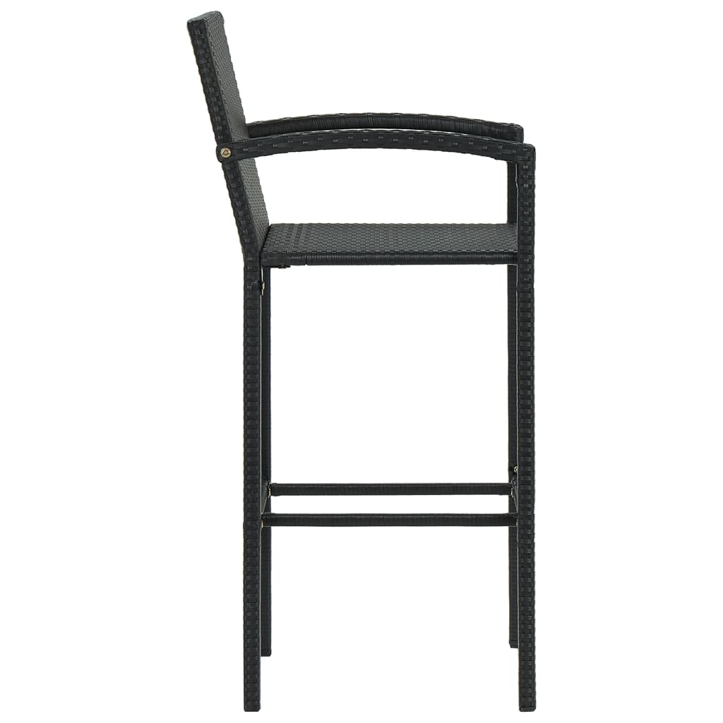 Set Bar Da Giardino 5 Pz Con Braccioli In Polyrattan Nero