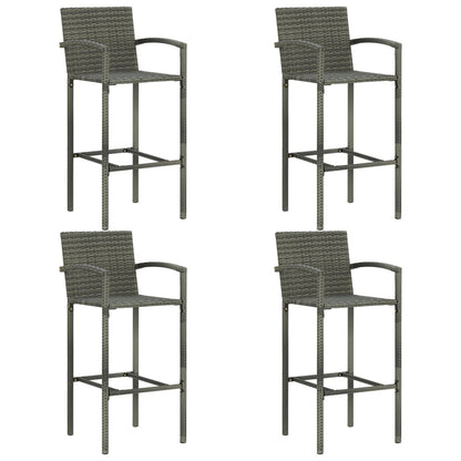 Set Bar Da Giardino 5 Pz In Polyrattan Grigio