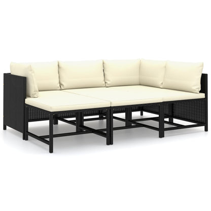 Set Divani Da Giardino 6 Pz Con Cuscini In Polyrattan Nero