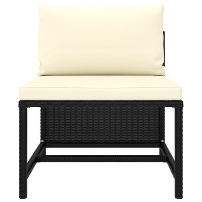 Set Divani Da Giardino 6 Pz Con Cuscini In Polyrattan Nero