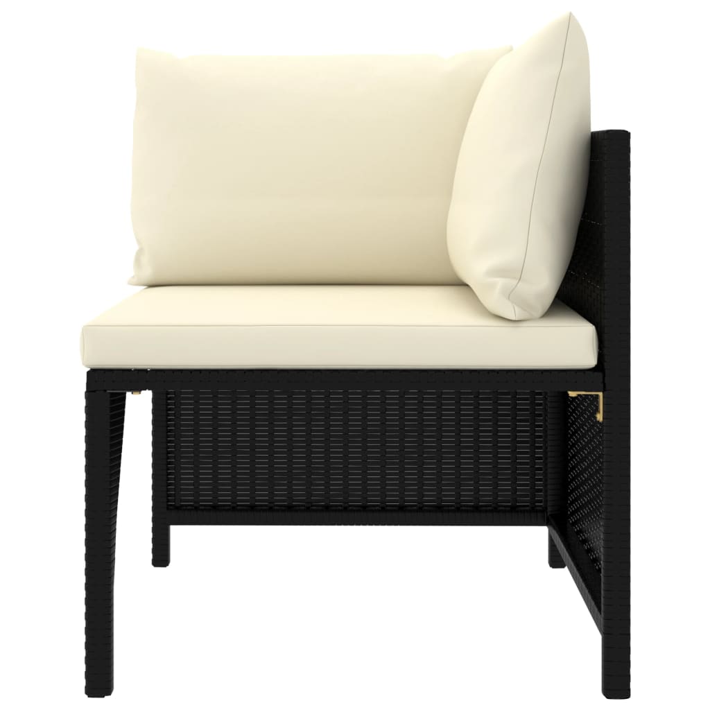 Set Divani Da Giardino 6 Pz Con Cuscini In Polyrattan Nero