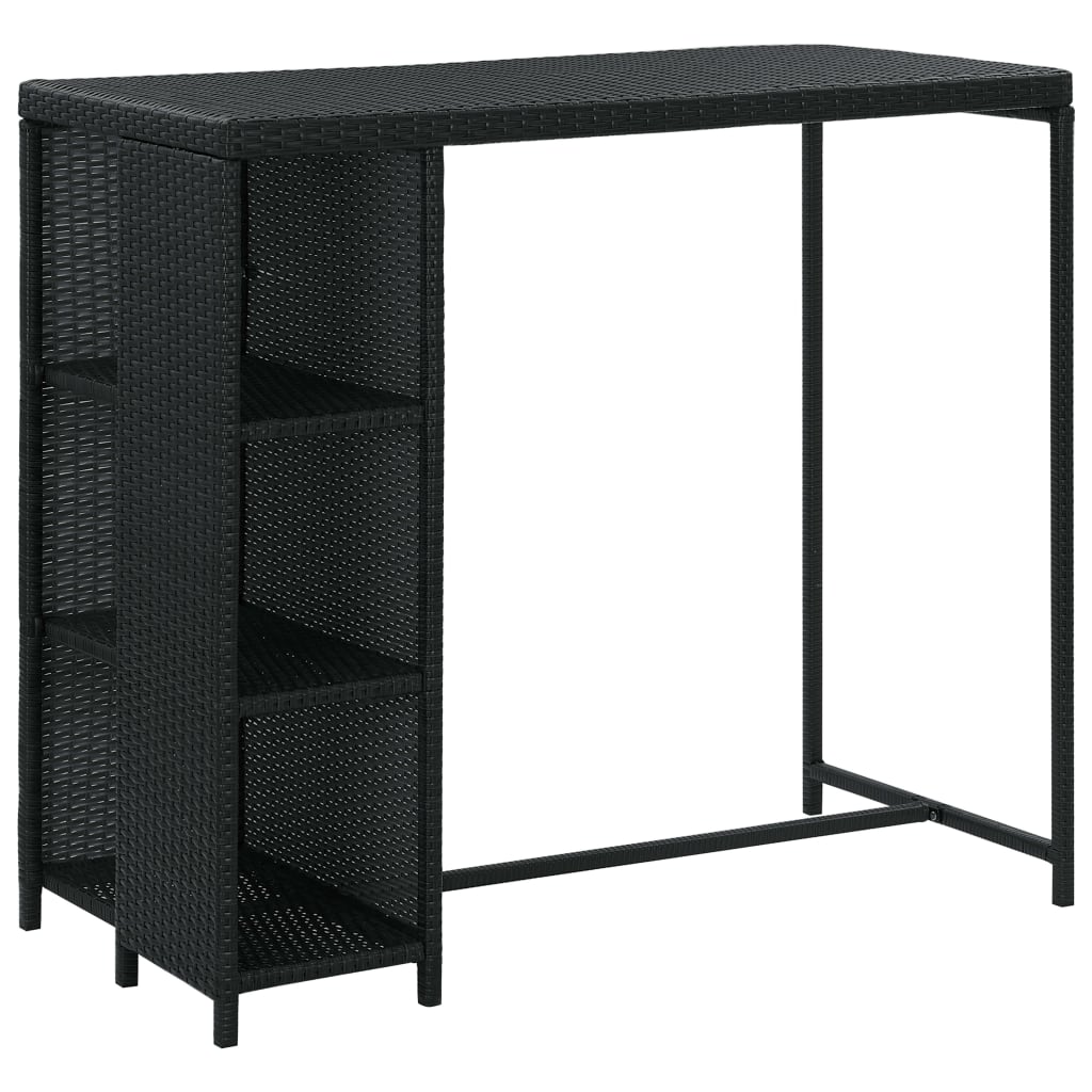 Set Da Bar Da Giardino 5 Pz Con Cuscini In Polyrattan Nero