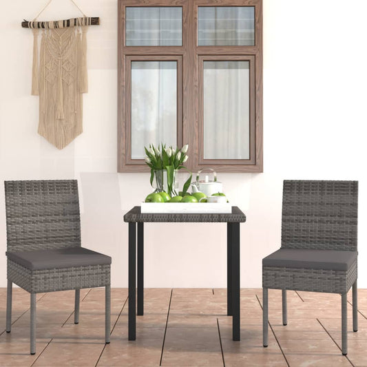 Set Da Pranzo Da Giardino 3 Pz In Polyrattan Grigio