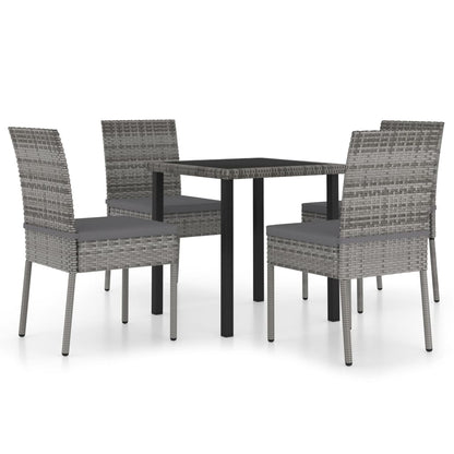 Set Da Pranzo Da Giardino 5 Pz In Polyrattan Grigio