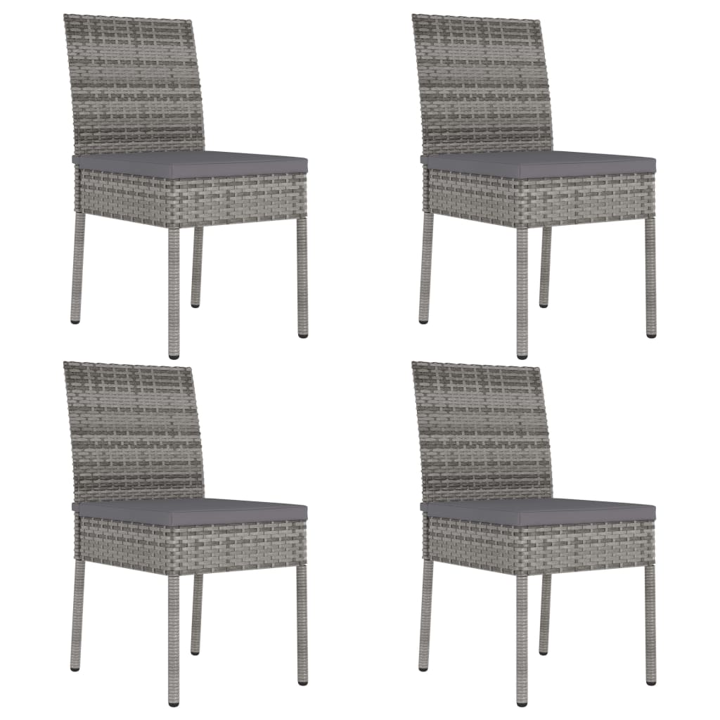 Set Da Pranzo Da Giardino 5 Pz In Polyrattan Grigio