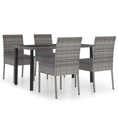 Set Da Pranzo Da Giardino 5 Pz In Polyrattan Grigio