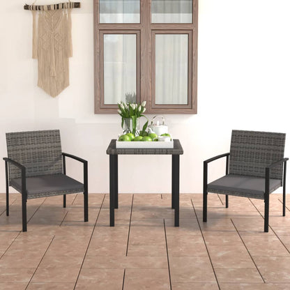 Set Da Pranzo Da Giardino 3 Pz In Polyrattan Grigio