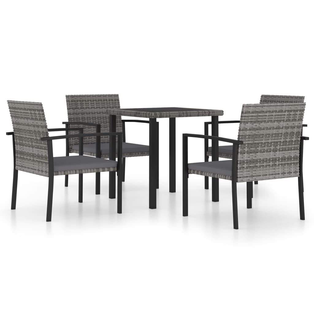 Set Da Pranzo Da Giardino 5 Pz In Polyrattan Grigio