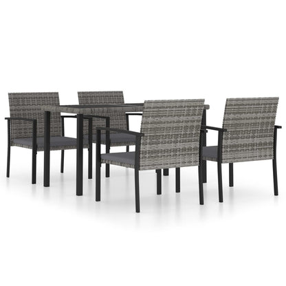 Set Da Pranzo Da Giardino 5 Pz In Polyrattan Grigio