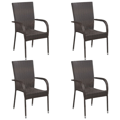 Set Mobili Da Pranzo Giardino 5 Pz In Polyrattan Marrone