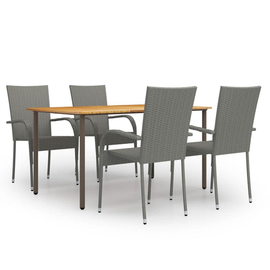 Set Mobili Da Pranzo Giardino 5 Pz In Polyrattan Grigio