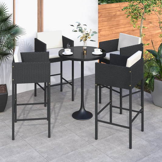 Sgabelli Da Bar 4 Pz Con Cuscini Nero In Polyrattan