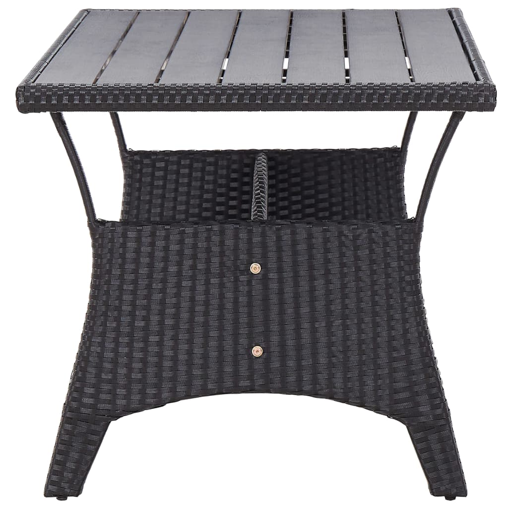 Tavolo Da Giardino Nero 120x70x66 Cm In Polyrattan