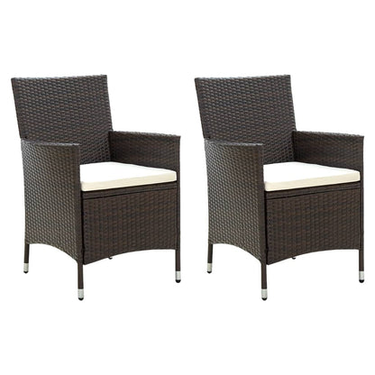 Sedie Da Giardino 2 Pz Con Cuscini In Polyrattan Marrone