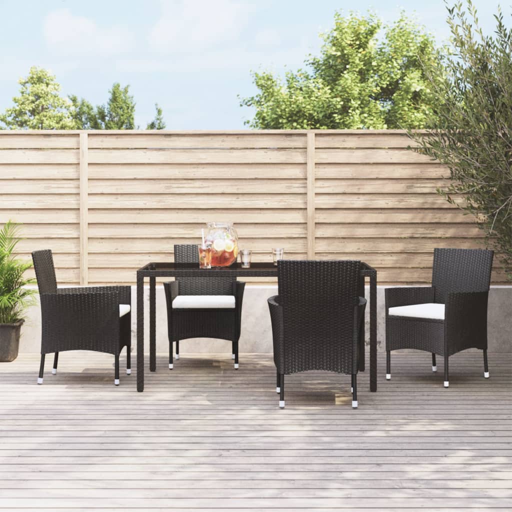 Sedie Da Giardino Con Cuscini 4 Pz In Polyrattan Nere