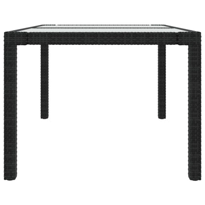 Tavolo Giardino 150x90x75 Cm Vetro Temperato E Polyrattan Nero