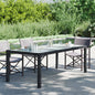 Tavolo Giardino Nero 190x90x75 Cm Vetro Temperato E Polyrattan