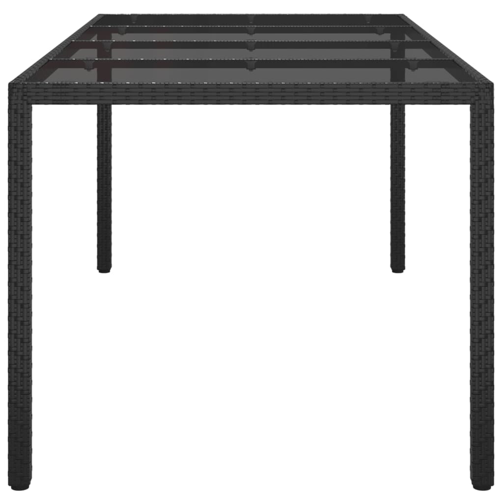 Tavolo Giardino Nero 190x90x75 Cm Vetro Temperato Polyrattan