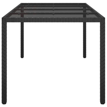 Tavolo Giardino Nero 190x90x75 Cm Vetro Temperato Polyrattan