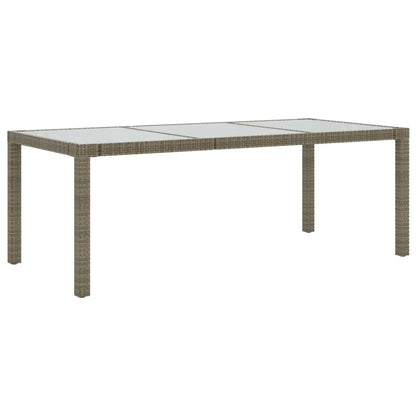 Tavolo Giardino Grigio 190x90x75 Cm Vetro Temperato Polyrattan