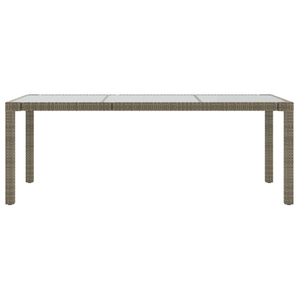 Tavolo Giardino Grigio 190x90x75 Cm Vetro Temperato Polyrattan