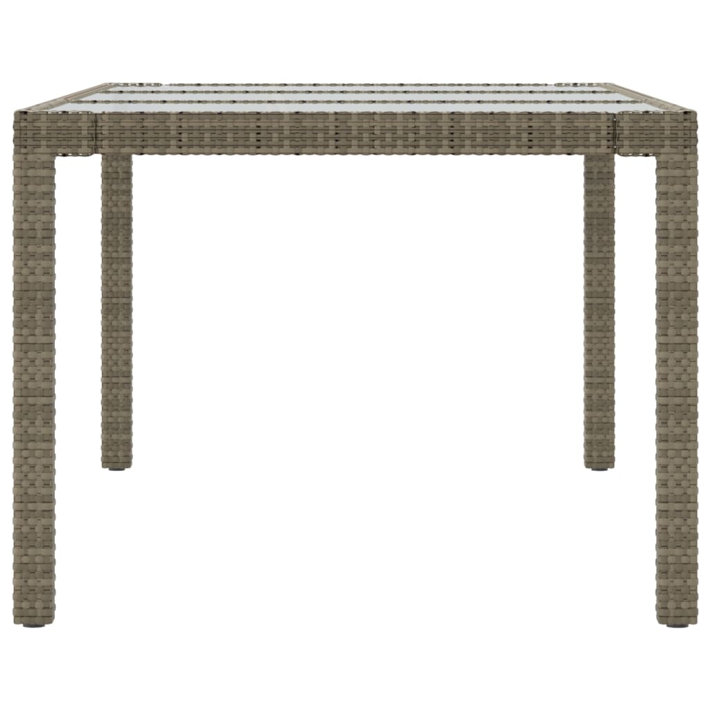 Tavolo Giardino Grigio 190x90x75 Cm Vetro Temperato Polyrattan