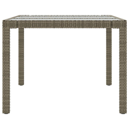 Tavolo Giardino Grigio 190x90x75 Cm Vetro Temperato Polyrattan