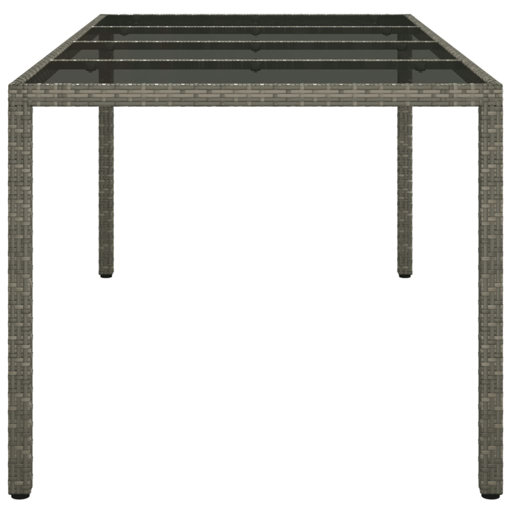 Tavolo Giardino Grigio 190x90x75 Cm Vetro Temperato Polyrattan