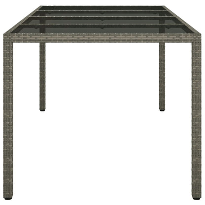 Tavolo Giardino Grigio 190x90x75 Cm Vetro Temperato Polyrattan