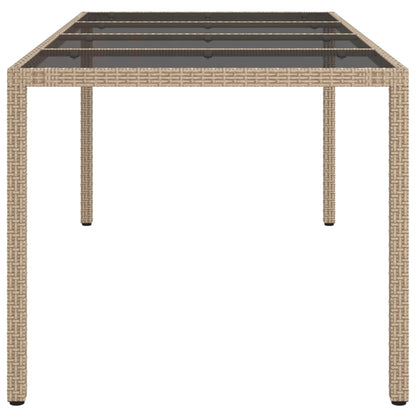 Tavolo Giardino Beige 190x90x75 Cm Vetro Temperato Polyrattan