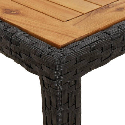 Tavolo Da Giardino 190x90x75 Cm Polyrattan Legno Di Acacia Nero