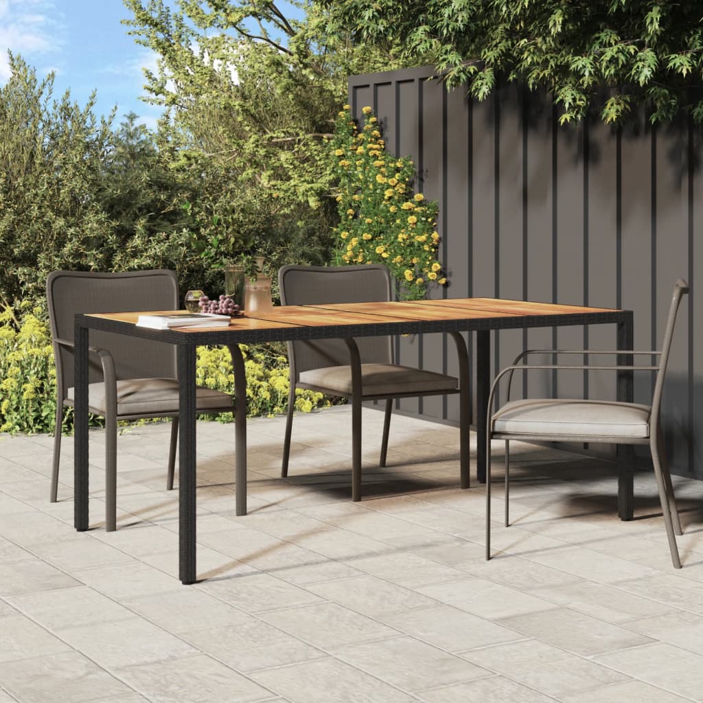 Tavolo Da Giardino 190x90x75 Cm Polyrattan Legno Di Acacia Nero