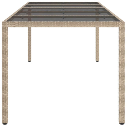 Tavolo Giardino Beige 250x100x75cm Vetro Temperato E Polyrattan