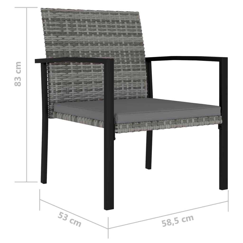 Sedie Da Pranzo Per Giardino 2 Pz In Polyrattan Grigio