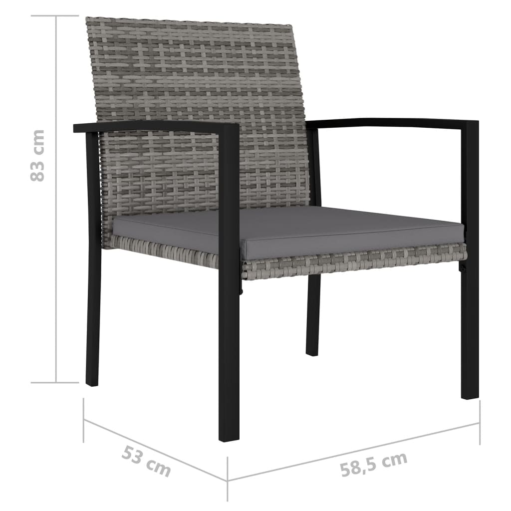 Sedie Da Pranzo Per Giardino 4 Pz In Polyrattan Grigio