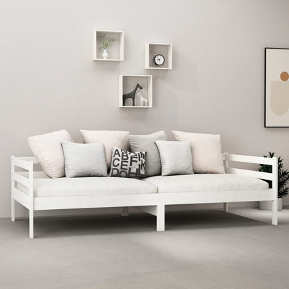 Divano Letto Con Materasso 90x200 Cm Bianco In Legno Di Pino