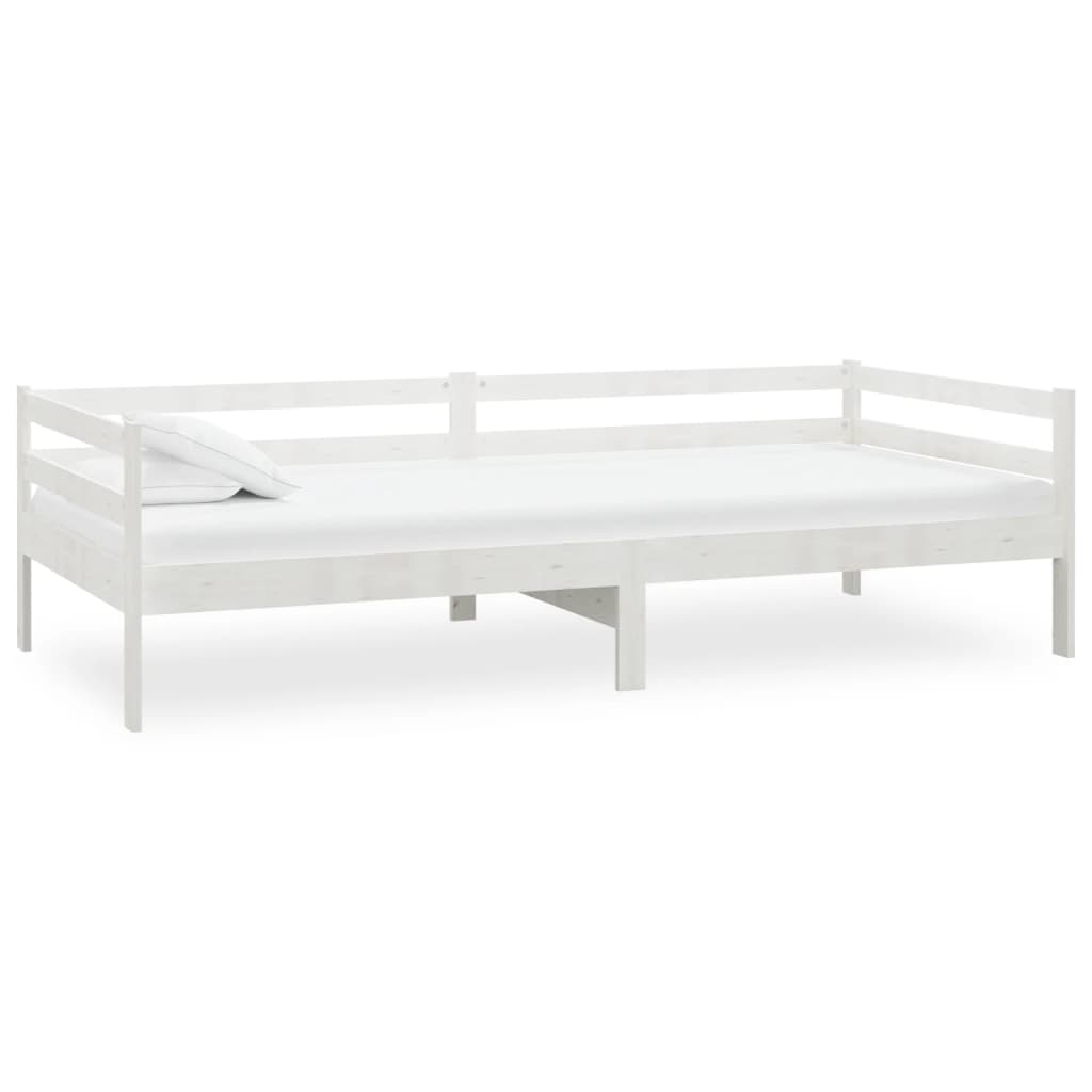 Divano Letto Con Materasso 90x200 Cm Bianco In Legno Di Pino