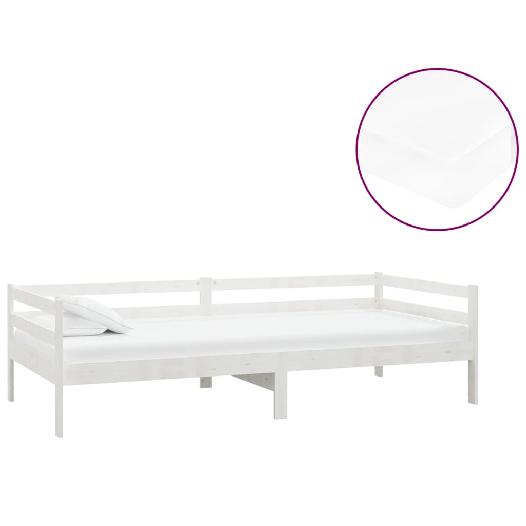 Divano Letto Con Materasso 90x200 Cm Bianco In Legno Di Pino