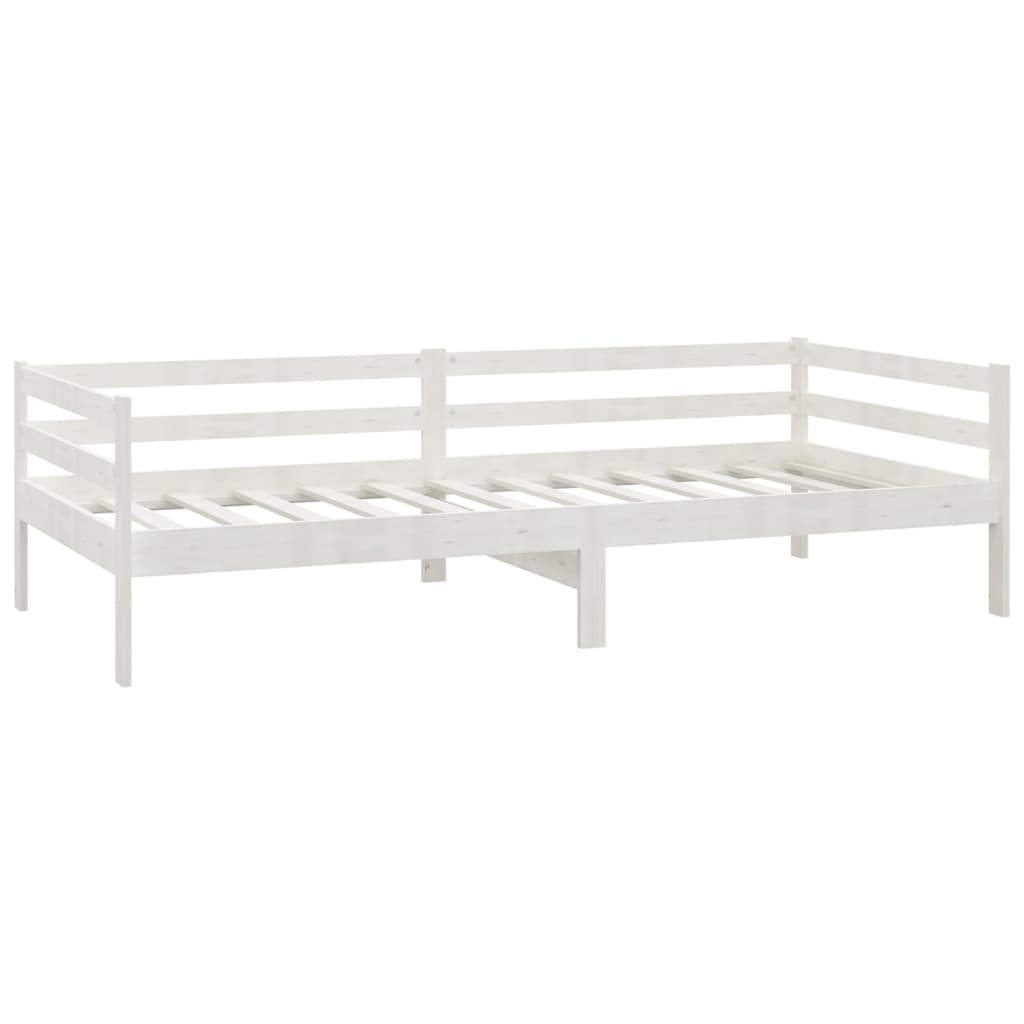 Divano Letto Con Materasso 90x200 Cm Bianco In Legno Di Pino