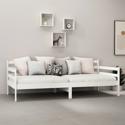 Divano Letto Con Materasso 90x200 Cm Bianco In Legno Di Pino