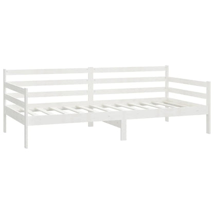 Divano Letto Con Materasso 90x200 Cm Bianco In Legno Di Pino