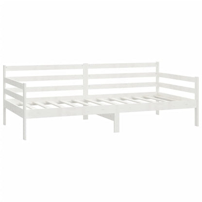 Divano Letto Con Materasso 90x200 Cm Bianco In Legno Di Pino