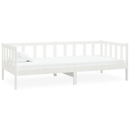 Divano Letto Con Materasso 90x200 Cm Bianco In Legno Di Pino